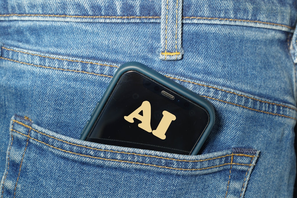 Como se preparar para a troca do Google Assistente pelo Gemini Smartphone com aplicativo de inteligência artificial aberto dentro do bolso de uma calça jeans